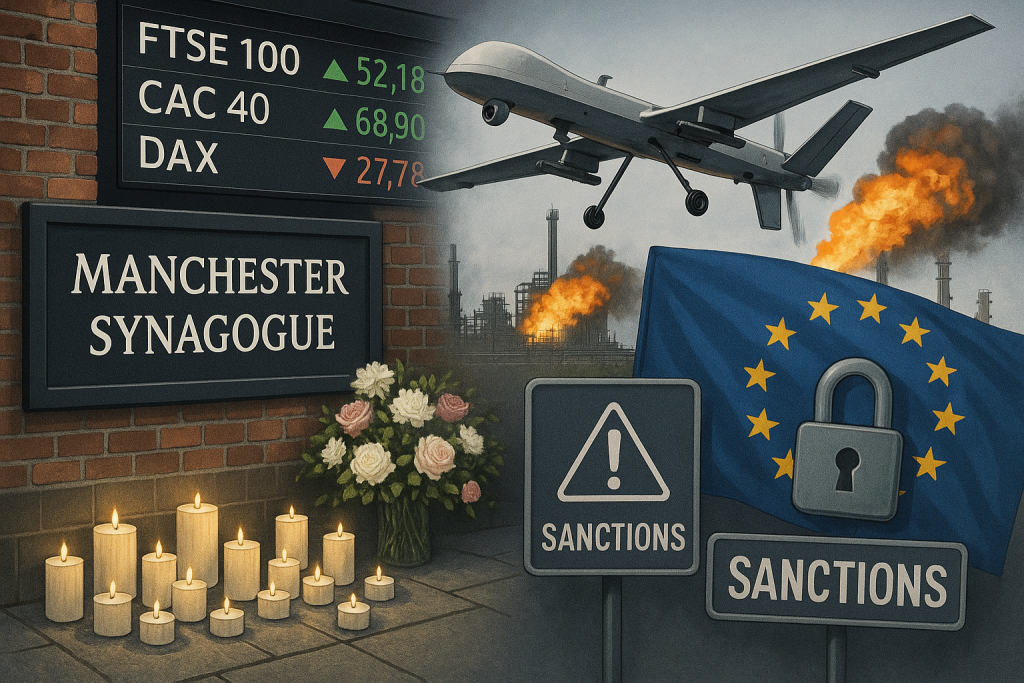 Europe bulletin: Manchester synagogue attack aftermath, stocks close higher